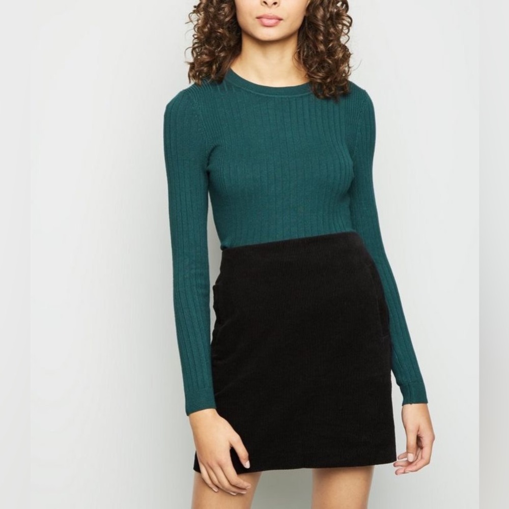 Black New Look Corduroy Mini Skirt, UK 14/US 10